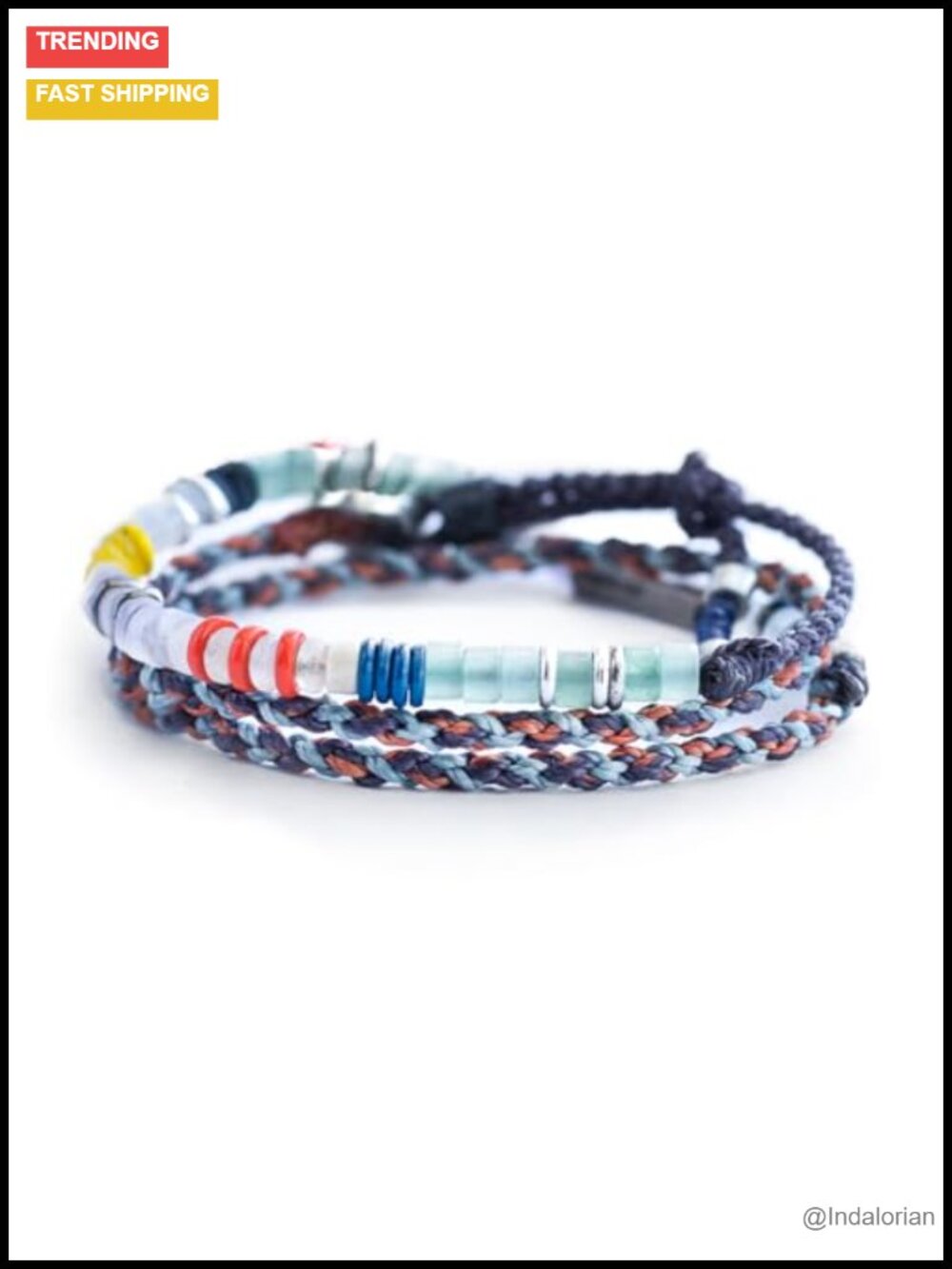 Handmade Boho Charm Bracelet Waterproof Waxed Cord Adjustable